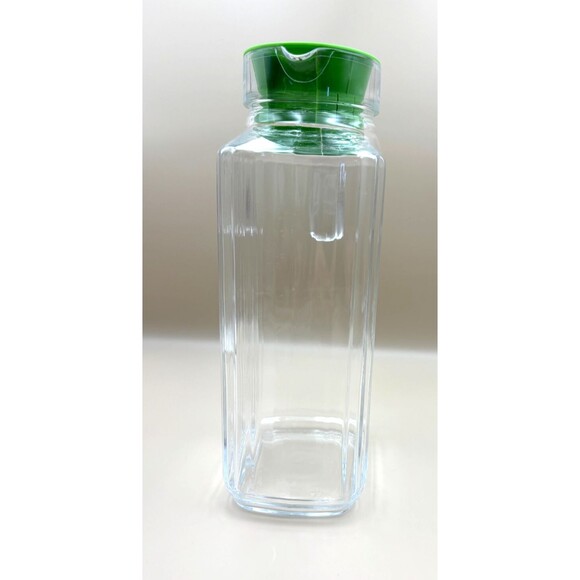 Vtg Arc France Vertical Ribbed Glass Refrigerator Jar Jug Bright Green Lid - Picture 7 of 11